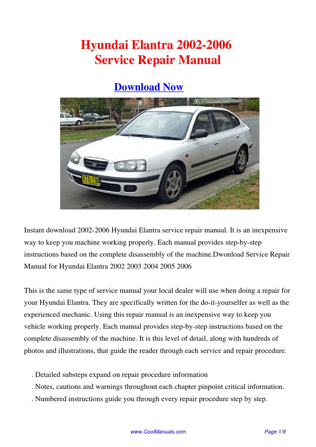 Hyundai Elantra J2 Repair Manual